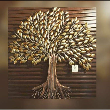 Metalkart golden leaf wall tree (40 x 40 Inch)